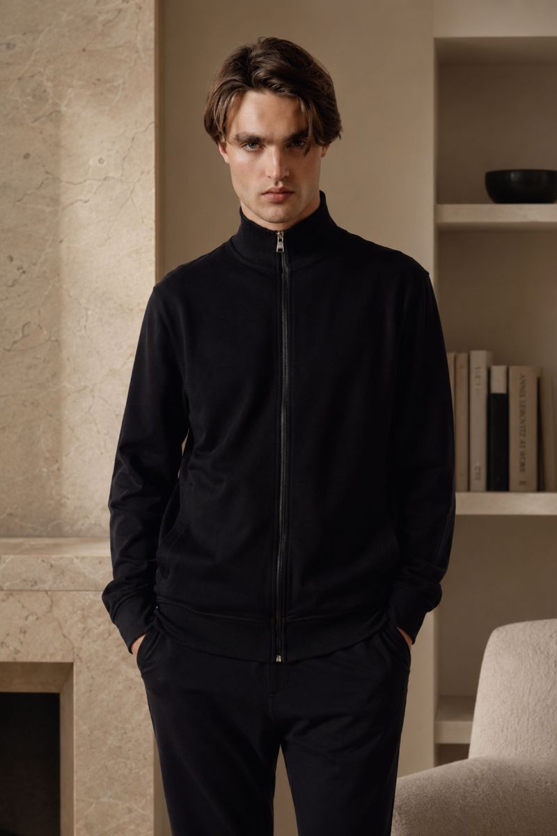 Felpa con Zip Nero