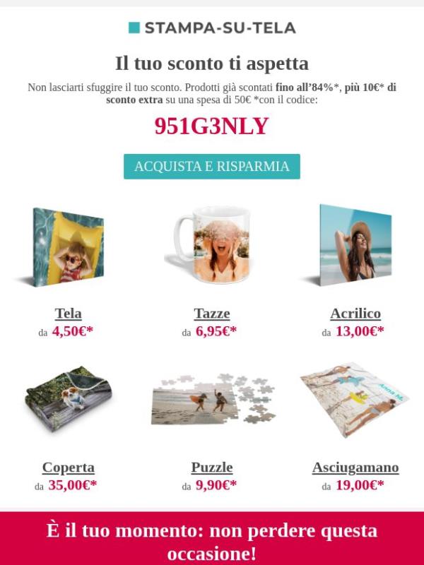 Risparmia 10€ con il codice 951G3NLY
