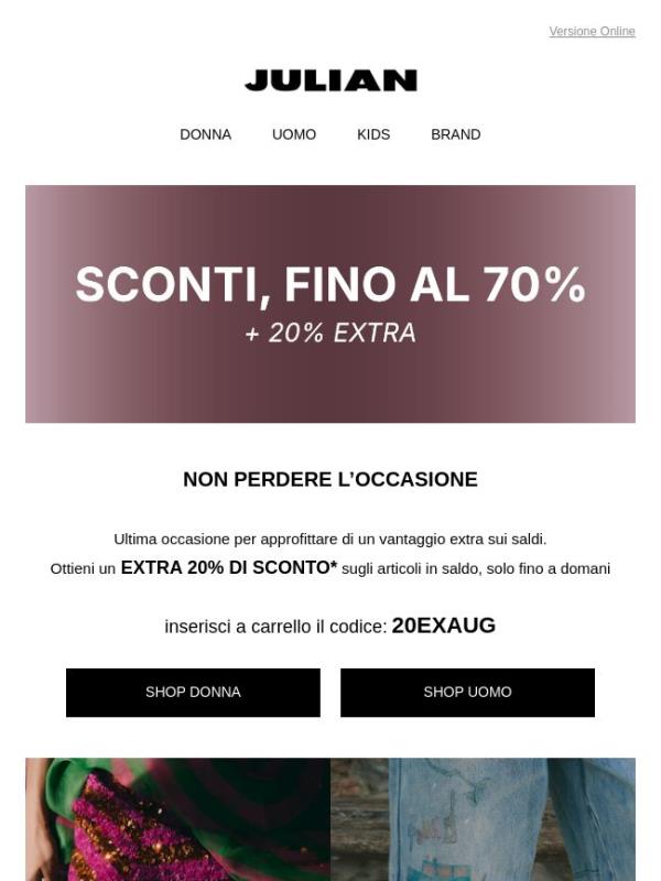 LAST CALL | L’Extra 20% termina domani