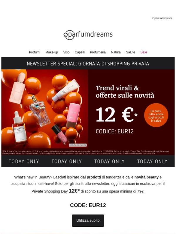 Private Shopping Day 🛍️ 12€ di sconto a partire da 79€ di spesa minima