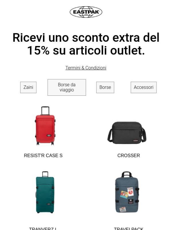 OUTLET: Ricevi uno sconto extra del 15% su articoli outlet.