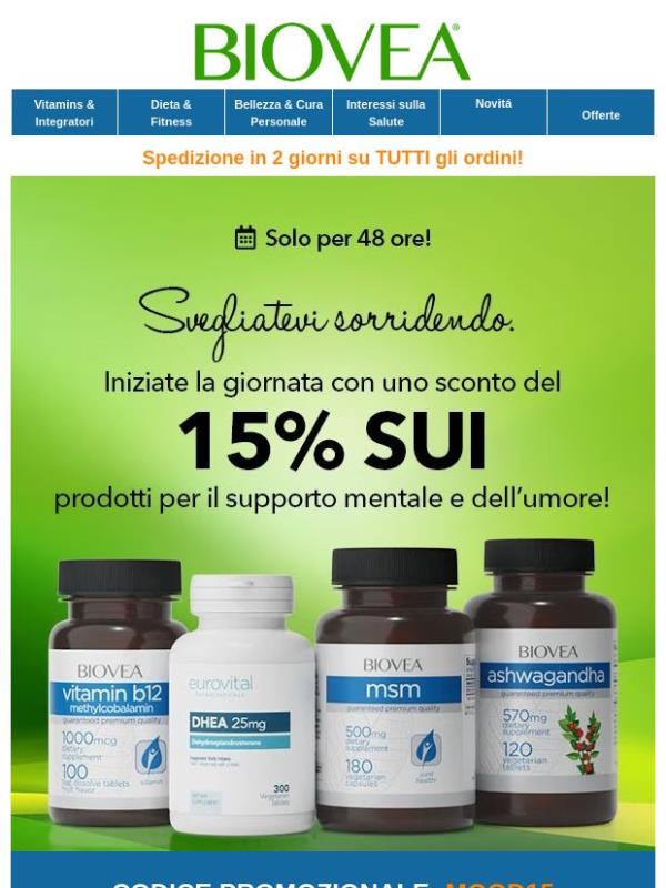 🌿Vi sentite giù? Rallegratevi con il 15% di sconto sui prodotti per il supporto della mente e dell'umore!
