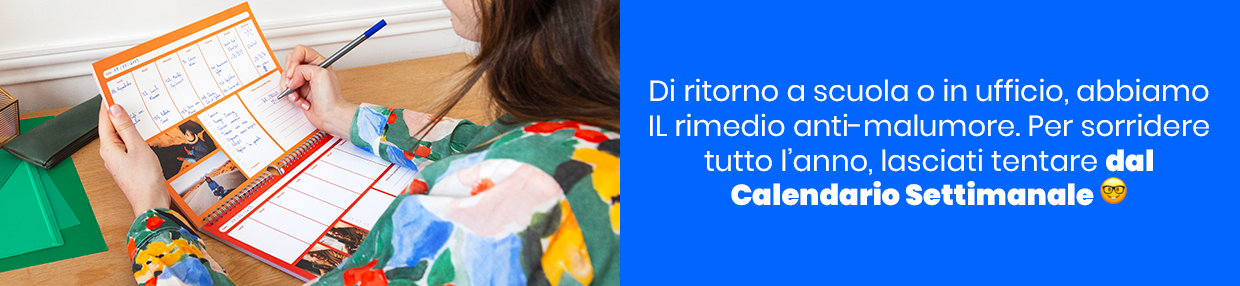 Di ritorno a scuola o in ufficio, abbiamo IL rimedio anti-malumore. Per sorridere tutto l’anno, lasciati tentare dal Calendario Settimanale 🤓