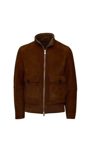 Stand-Collar Shearling Jacket