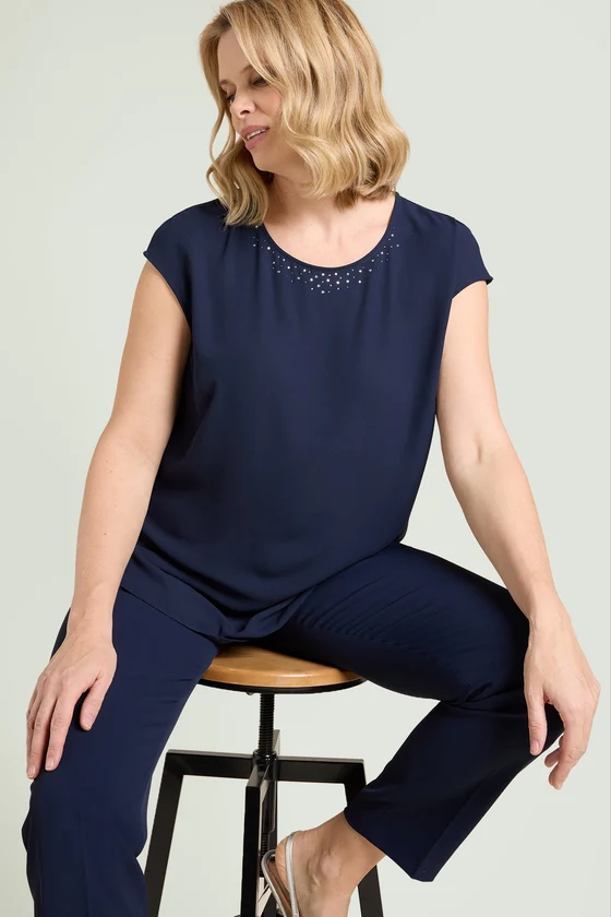 TOP IN DOPPIA GEORGETTE CON PUNTI LUCE