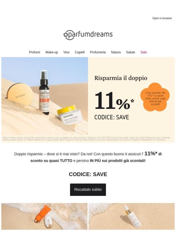 Un buono del 11%* per te 💌