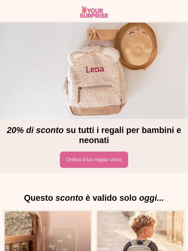 20% di sconto sui regali per bambini e neonati! 🥰