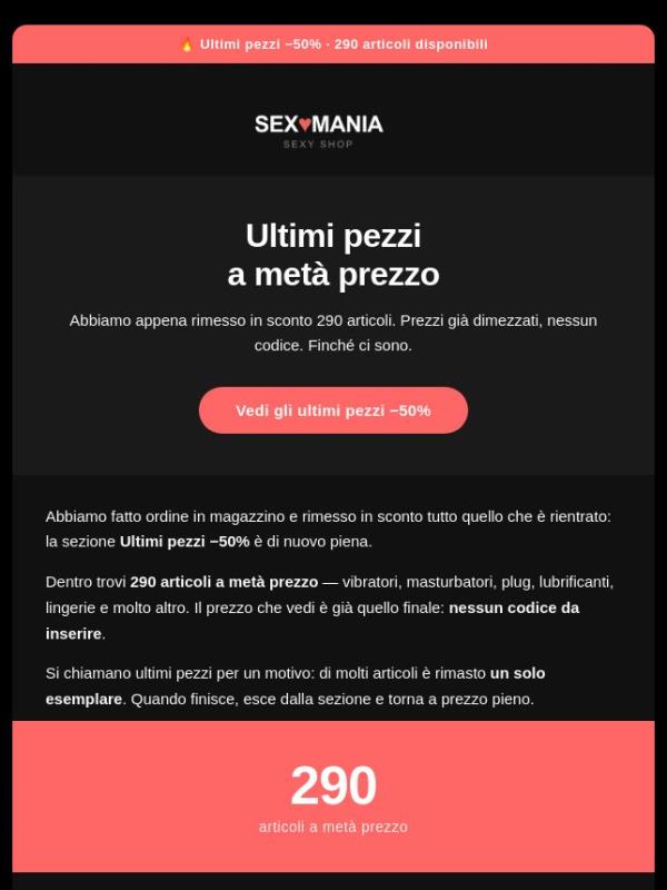 Ultimi pezzi a metà prezzo: 290 articoli a -50% 🔥