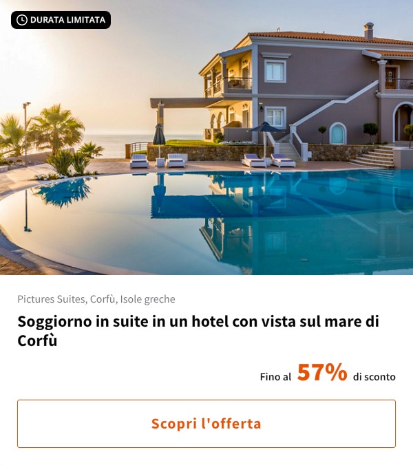 Soggiorno in suite in un hotel con vista sul mare di Corfù