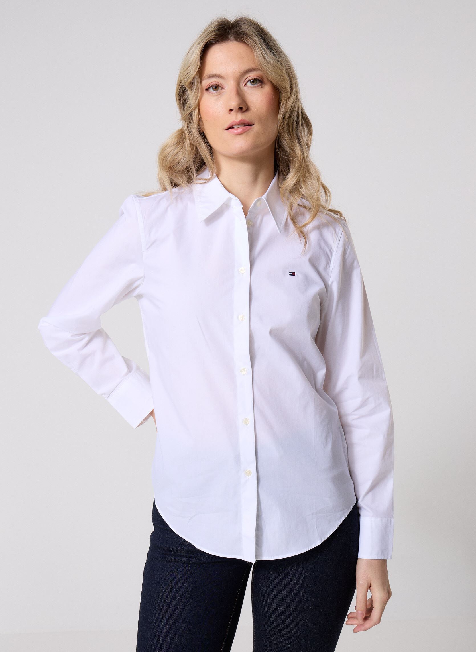 Tommy Hilfiger Camicie s Nos Stretch Regular WW0WW43577 donna bianco