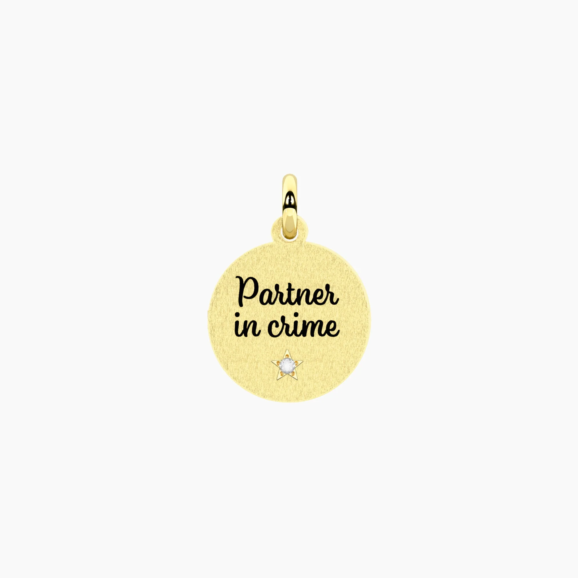 Image of Ciondolo dorato con frase PARTNER IN CRIME