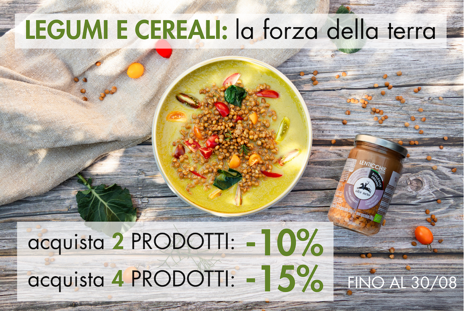 Fino al 30/08 legumi cereali e zuppe in promo fino al -10%