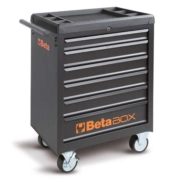 Image of Beta Carrello Cassettiera Portautensili In Acciaio Con 6 Cassetti E Serratura Bloccaggio Colore Grigio Antracite