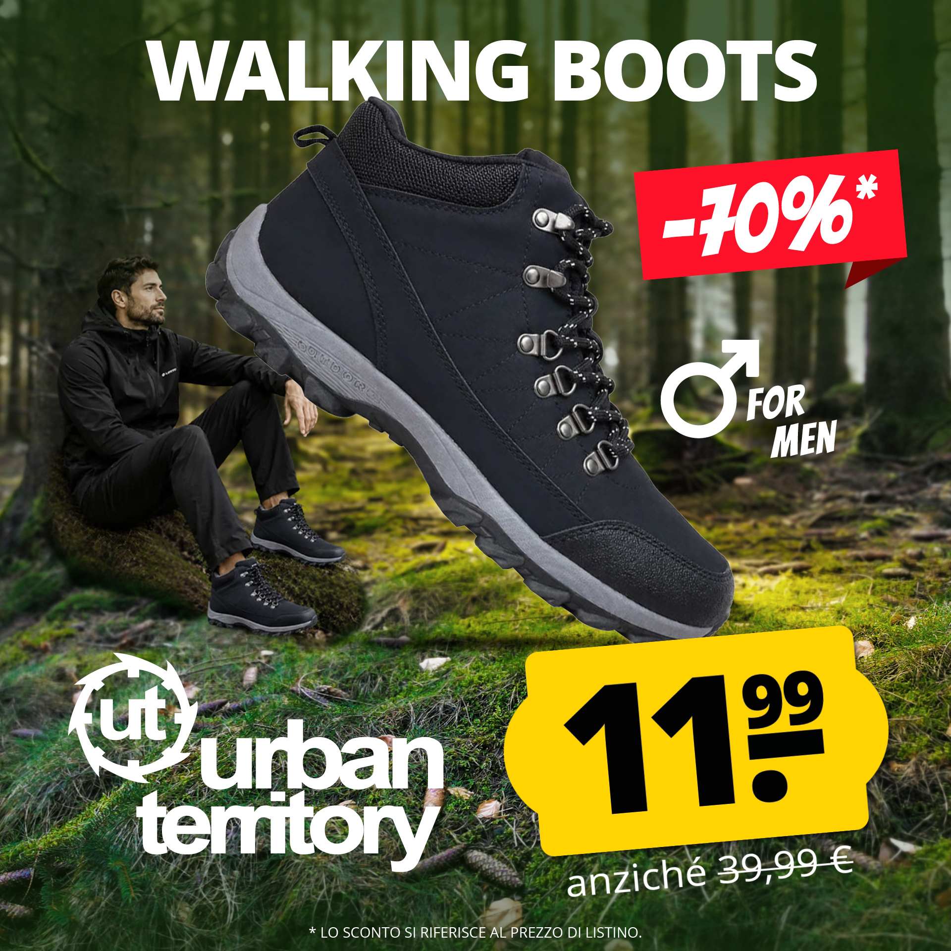 urban territory black lace hiker boot uomo scarpe da camminata