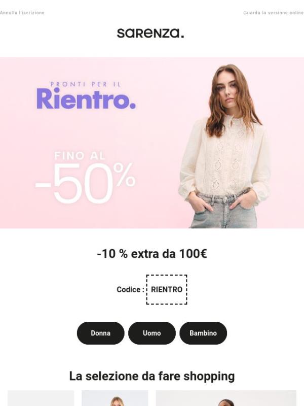 Ultimi giorni: -10% extra da 100€! Codice: RIENTRO