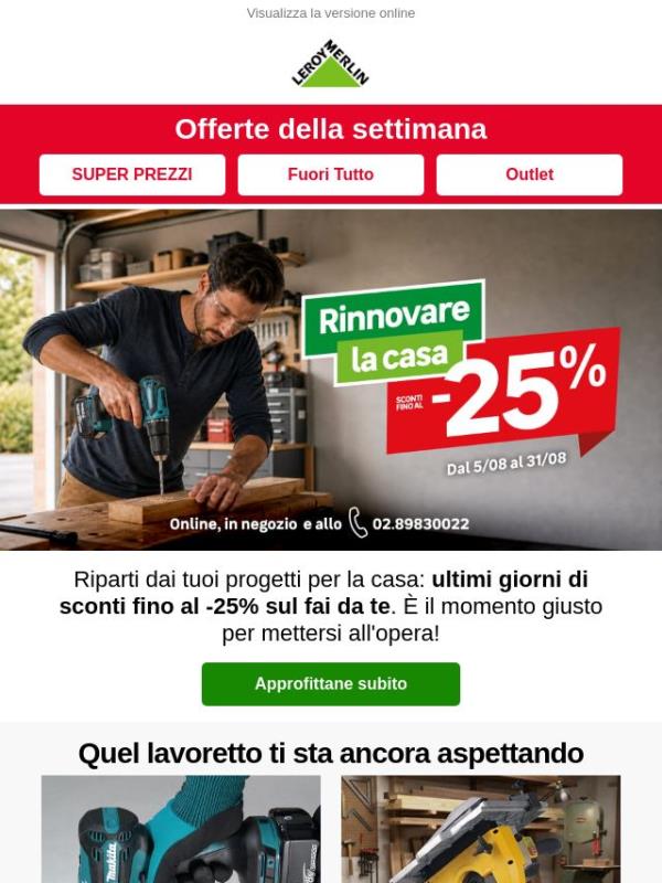 💸 SCONTI fino al -25%: rinnova casa e giardino