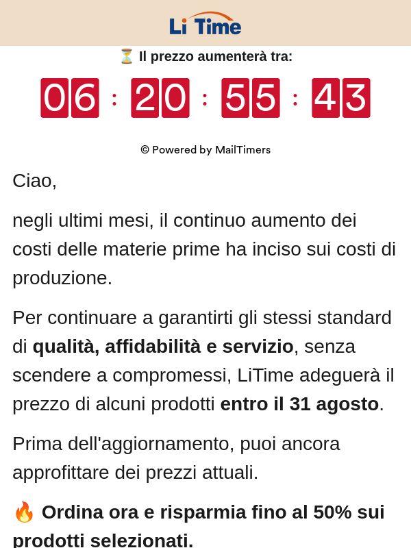 ⚠️ Prima del 31 agosto: un aggiornamento sui prezzi LiTime