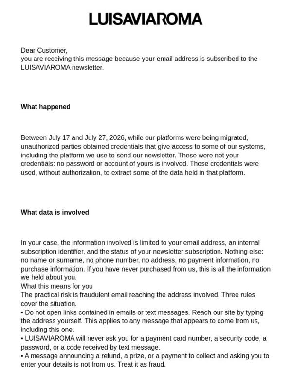 An important message about the security of your personal data