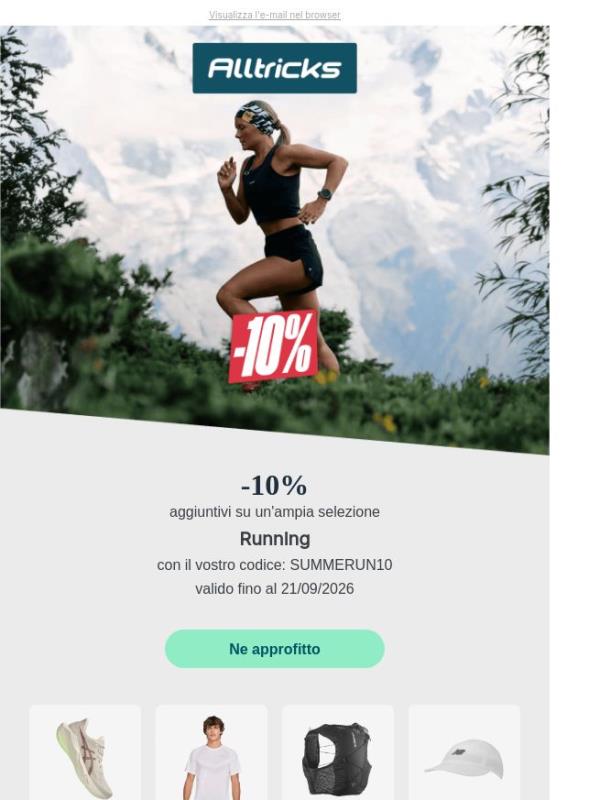 -10% sulla tua prossima uscita con SUMMERUN10!