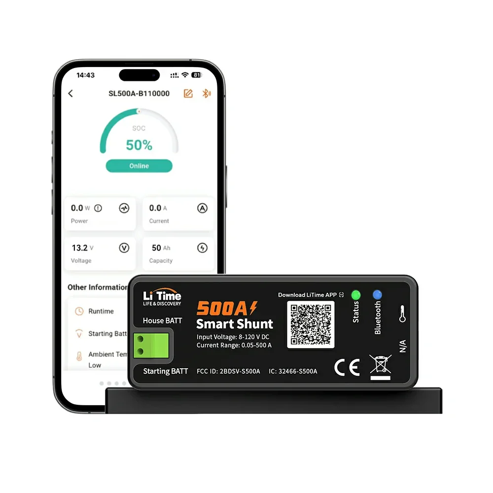 Image of LiTime 500A Smart Battery Shunt con Bluetooth