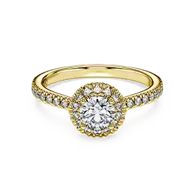 Anello solitario halo Eternity, Diamanti creati in laboratorio 0,8 ct tw, Forma rotonda, Bianco, Oro giallo 18K