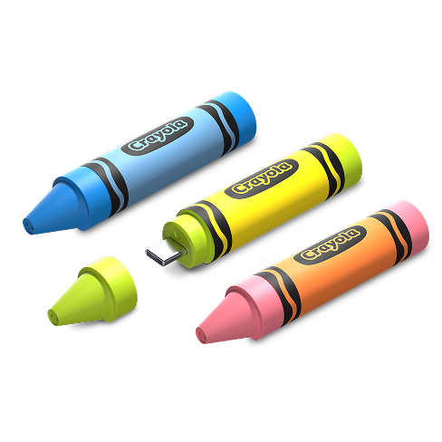 Immagine del prodotto a 3 colori del Unit&agrave; flash USB-C&reg; SANDISK&reg; Crayola&reg;