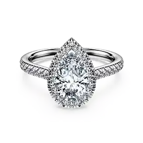 Anello solitario halo Eternity, Diamanti creati in laboratorio 1,3 ct tw, Forma Pear, Oro bianco 18K