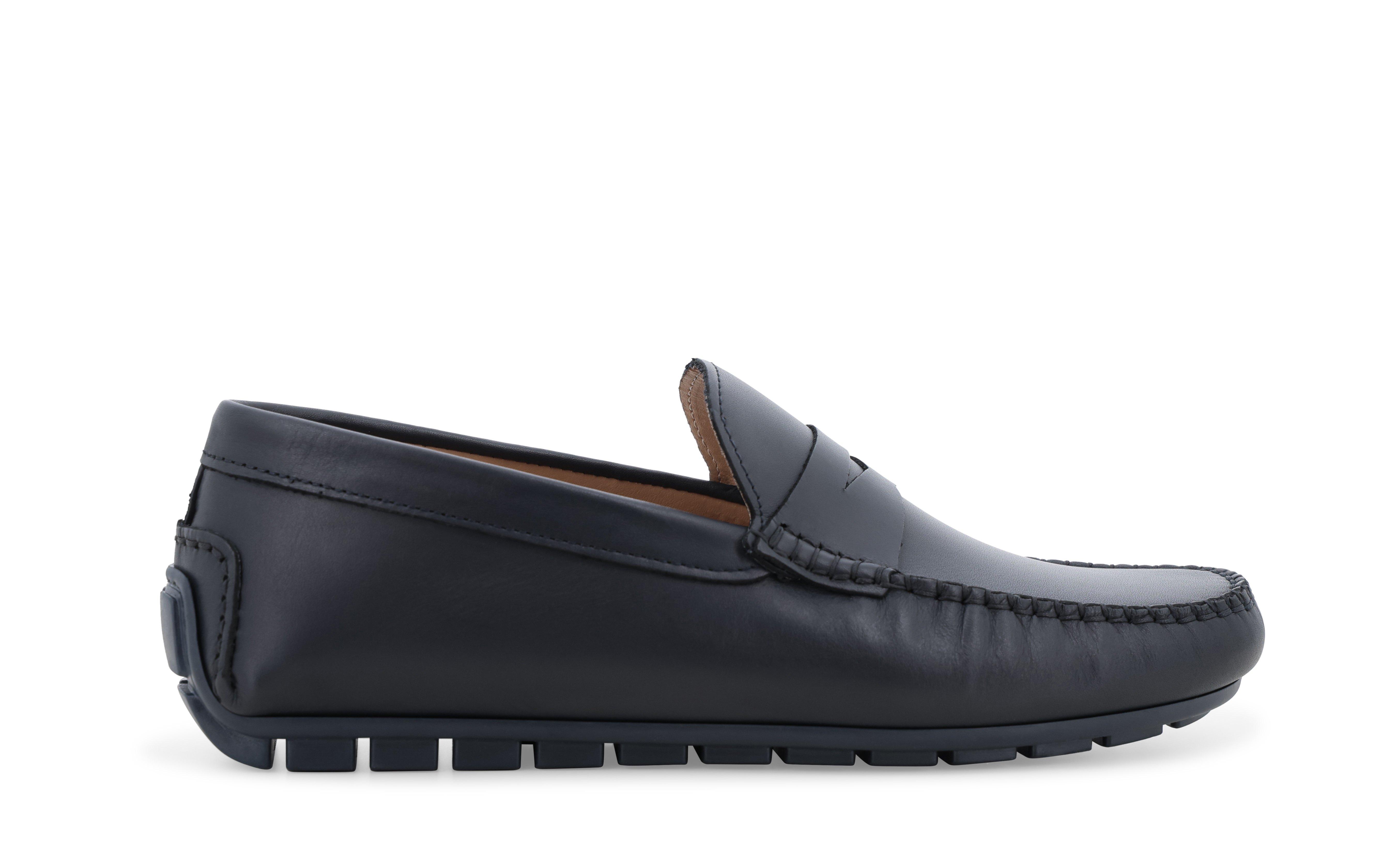 Mocassino driver in pelle blu navy u16038