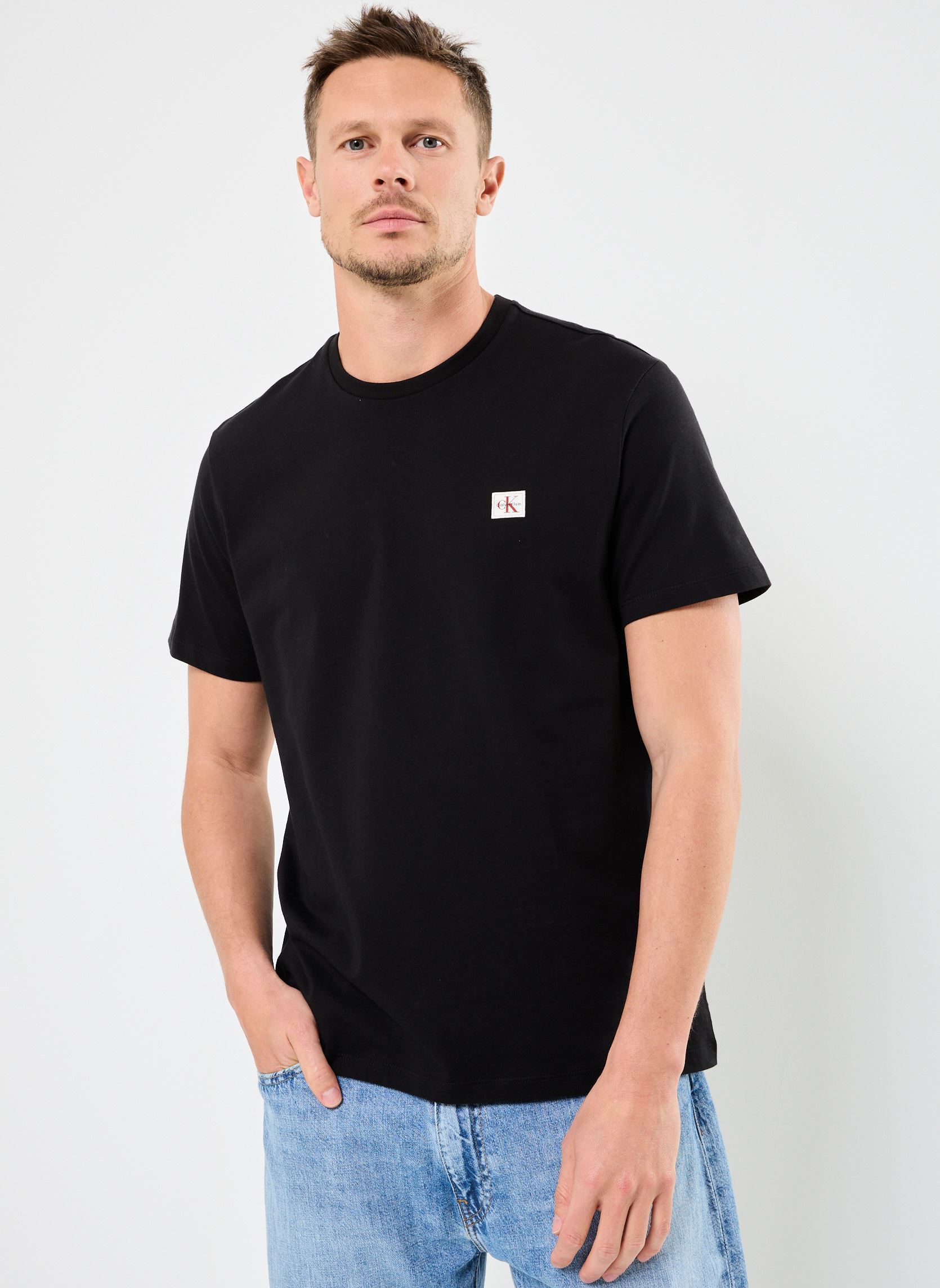 Calvin Klein Jeans Tee-shirts Ss Badge 30S Jersey LV04RC272G homme noir