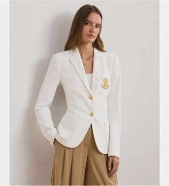 Blazer bianco in jacquard con dettagli metallici