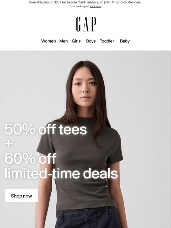 Only for a limited time: 60% off + deals on tees
