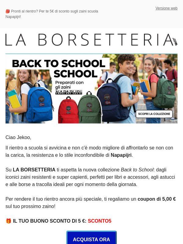 🎒 Pronti al rientro? Per te 5€ di sconto sugli zaini scuola Napapijri!