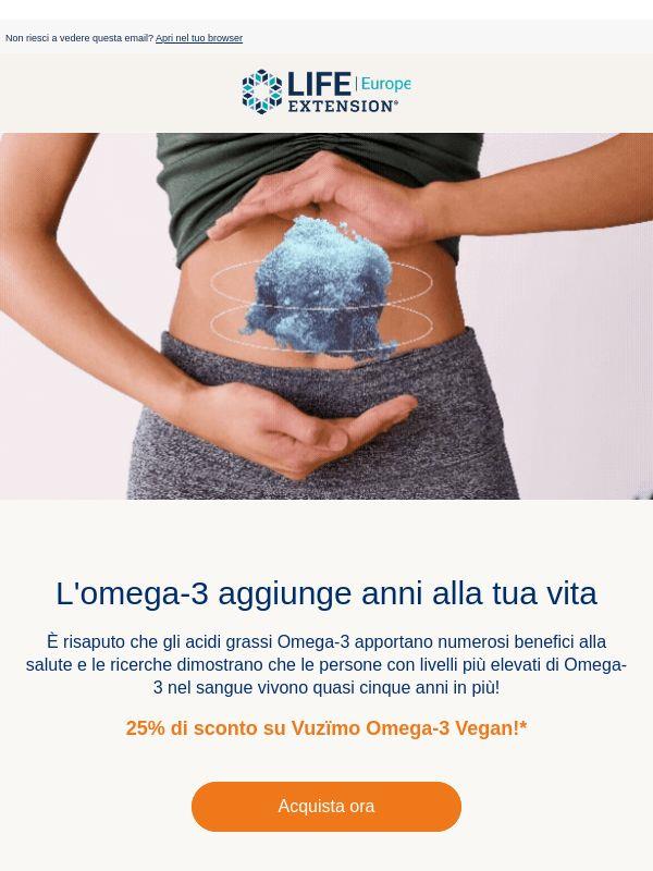 L'omega-3 aggiunge anni alla tua vita