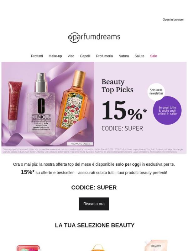 🚨 Termina oggi: 15%* di sconto