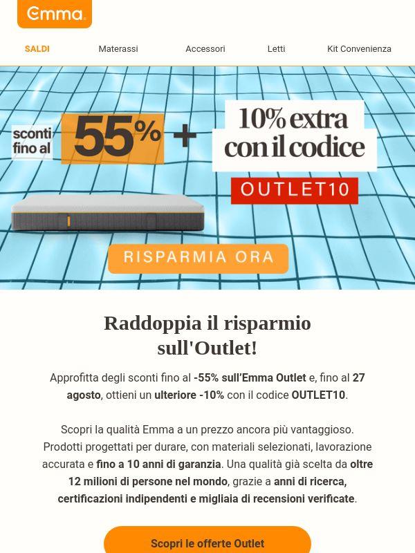 Fino al 55% + 10% Extra sull'Outlet Emma 🛏️