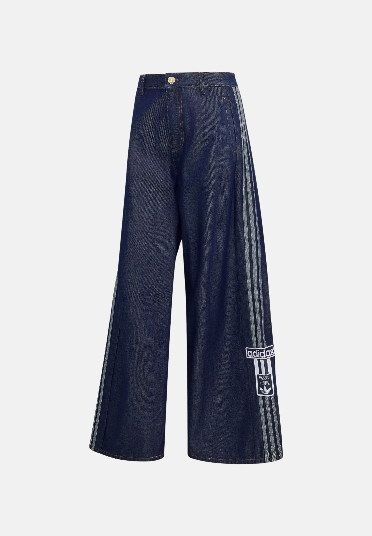 Image of ADIDAS ORIGINALS Jeans  ADIBREAK MID RISE WIDE LEG  indigo blu da donna con 3-Stripes laterali
