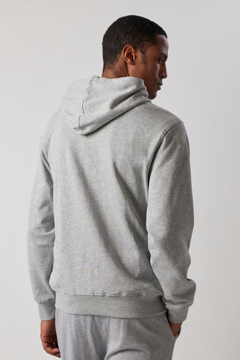 Set Felpa con Cappuccio e Zip + Joggers Grigio Chiaro Melange