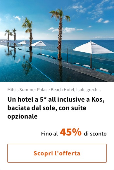 Un hotel a 5* all inclusive a Kos, baciata dal sole, con suite opzionale