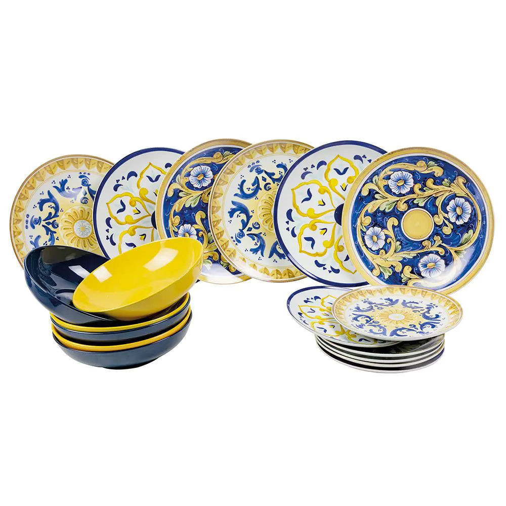 Sicilia Servizio Piatti In Porcellana e Stoneware - Set 18 Pz
