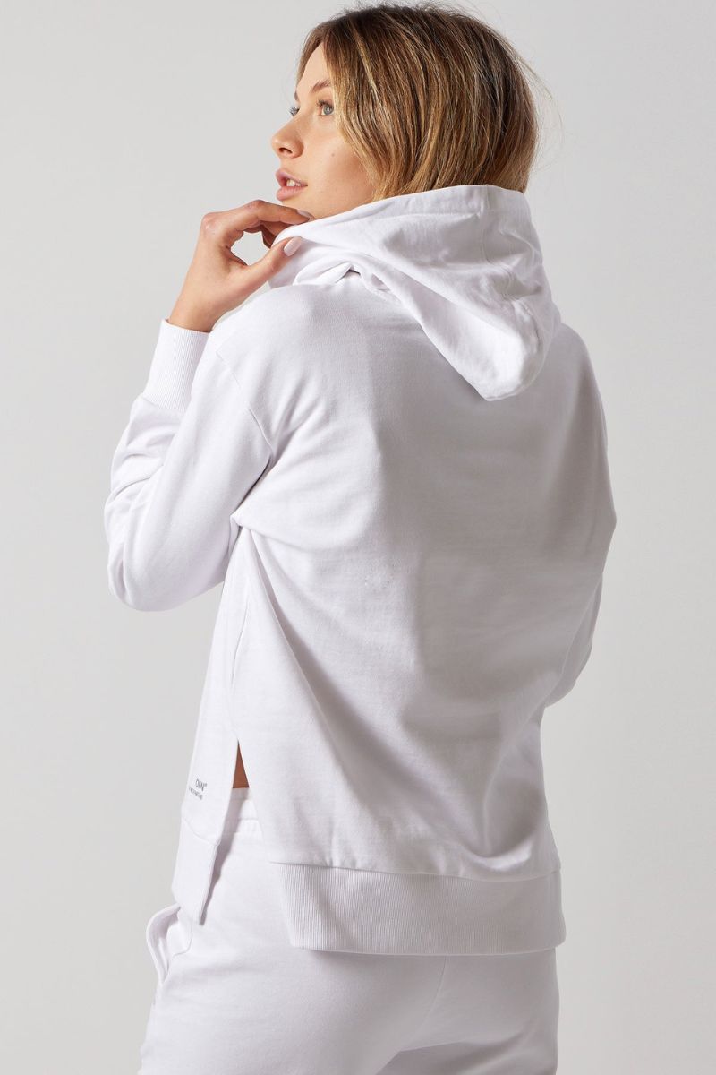 Set Felpa con Spacchi Laterali + Joggers Bianco