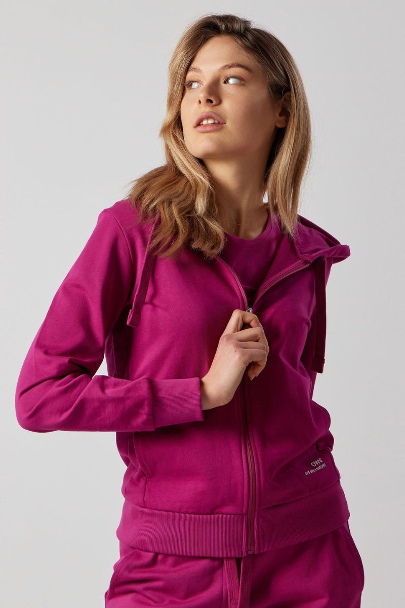 Set Felpa con Cappuccio e Zip + Joggers Fucsia