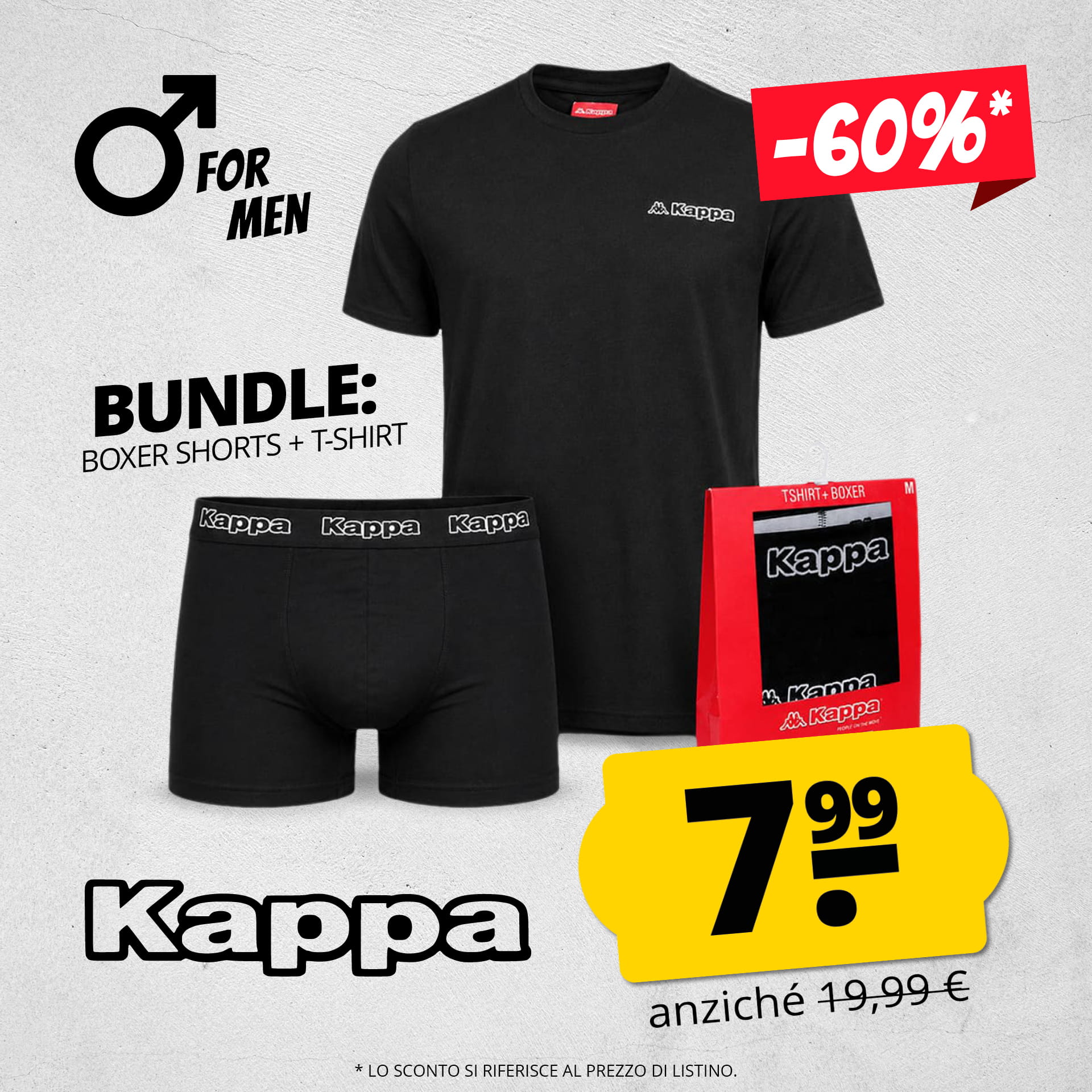 kappa uomo pacchetto boxer tshirt