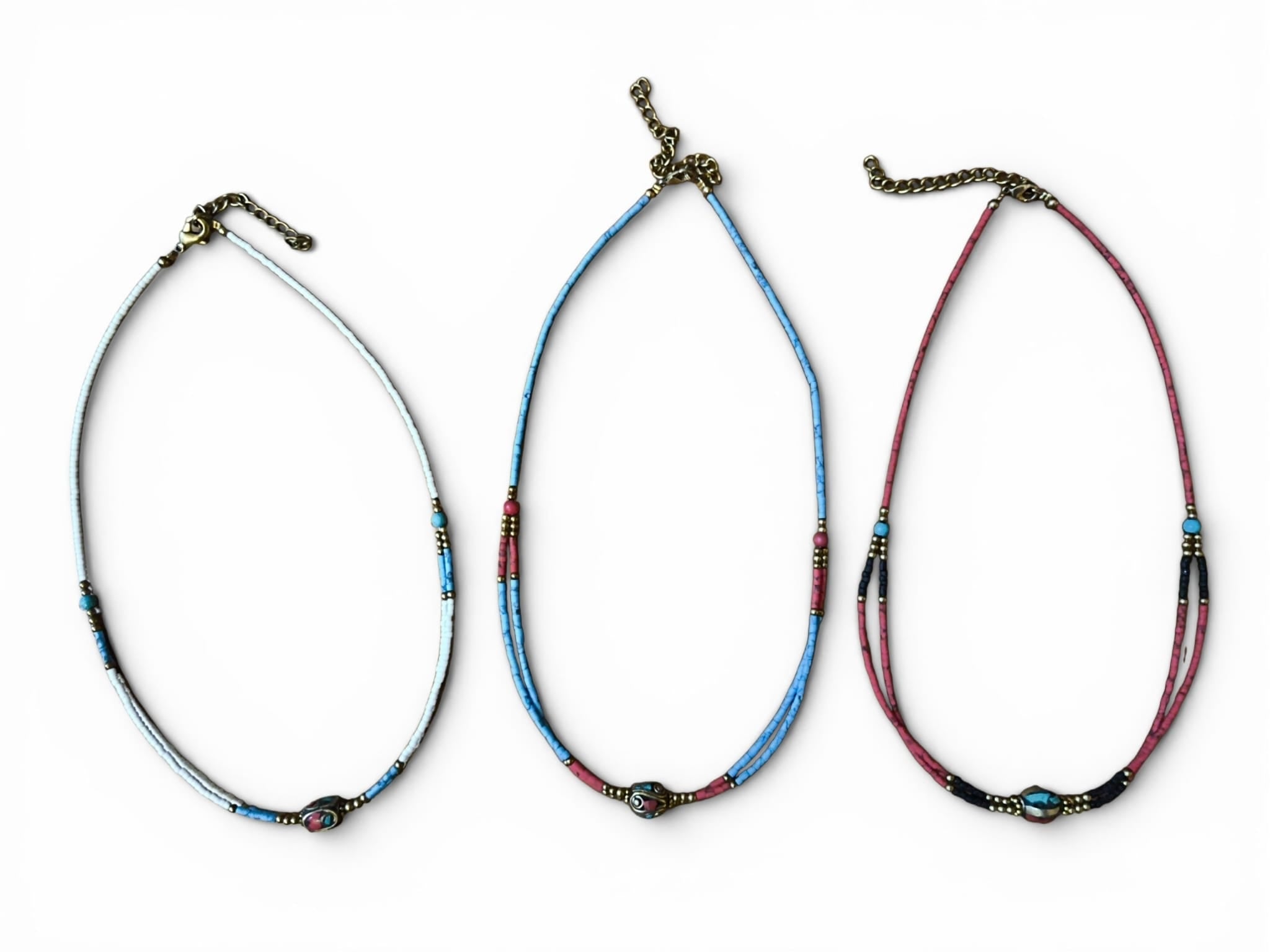 Collana Doppio Filo con Pietra Centrale