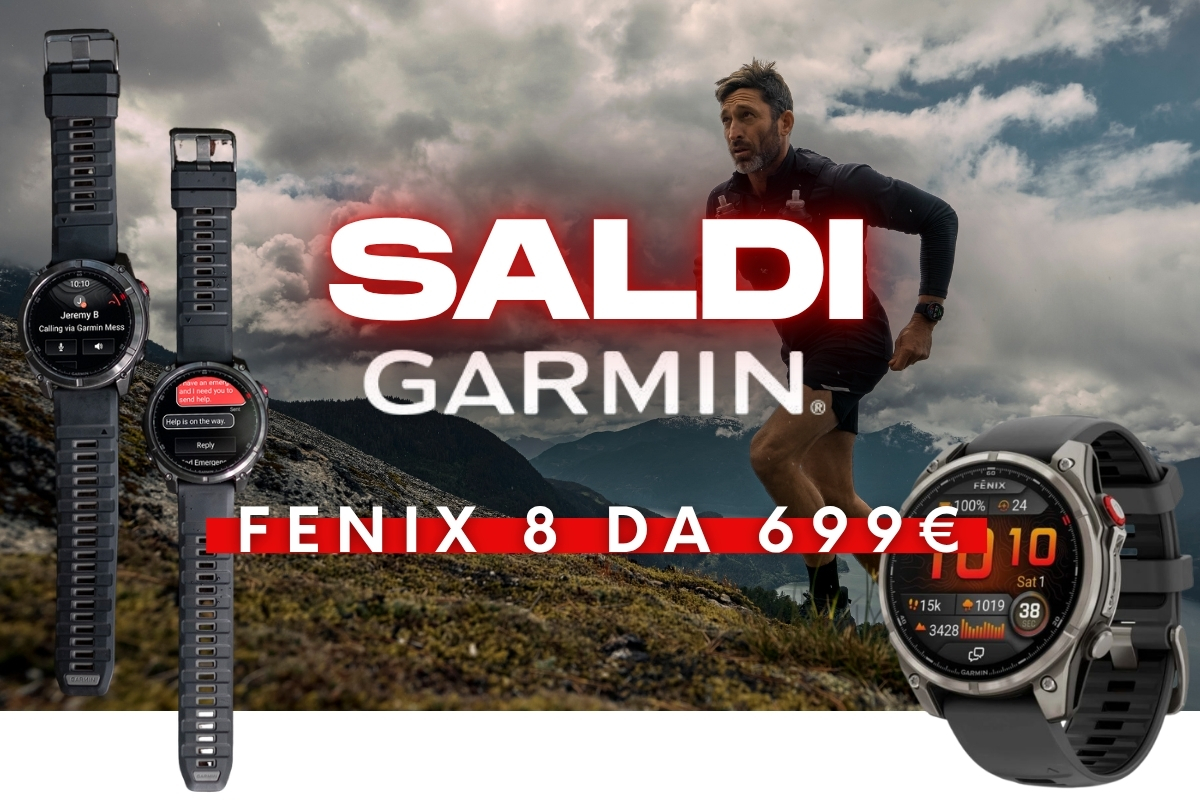 Garmin Fenix 8 sale banner: mountain trail runner and multiple Fenix 8 watches, price from €699
