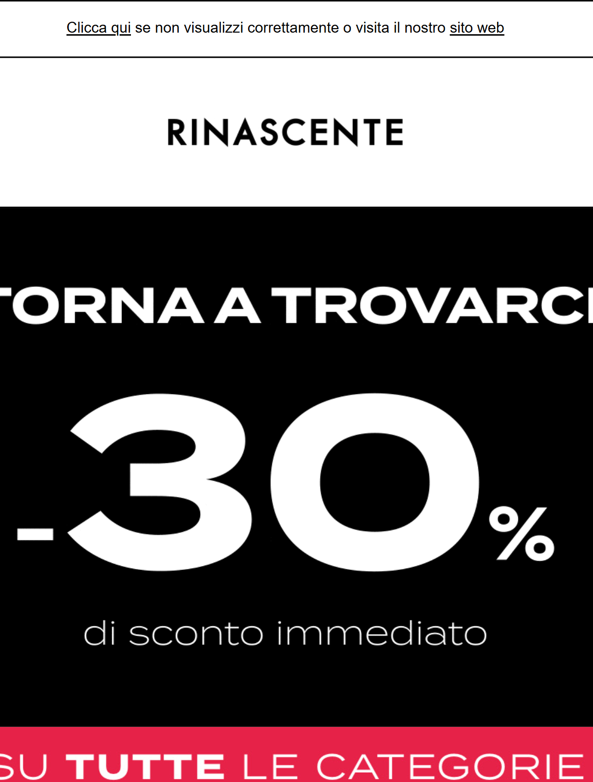 -30% in tutte le categorie: torna a trovarci!