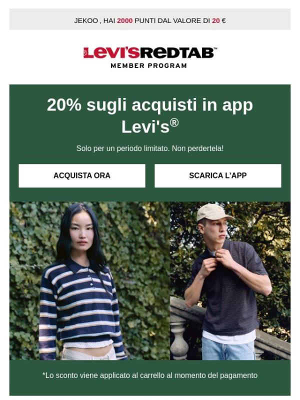 20% sugli acquisti in app Levi's®