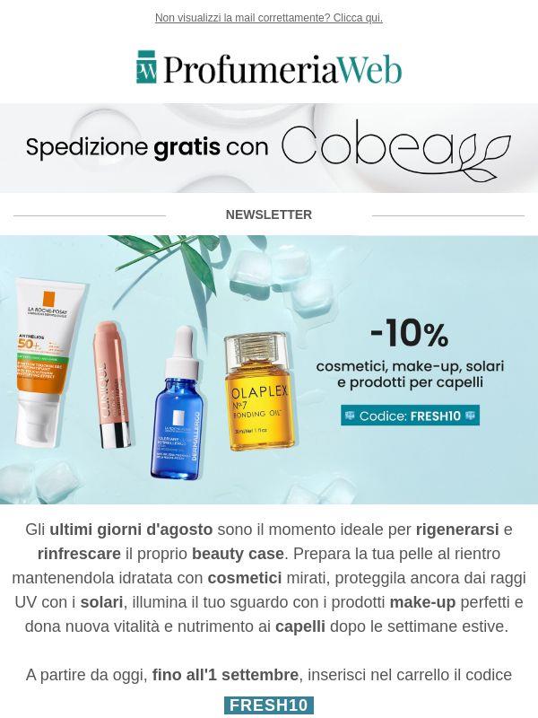 🧊 -10% su cosmetici, make-up, solari e prodotti per capelli