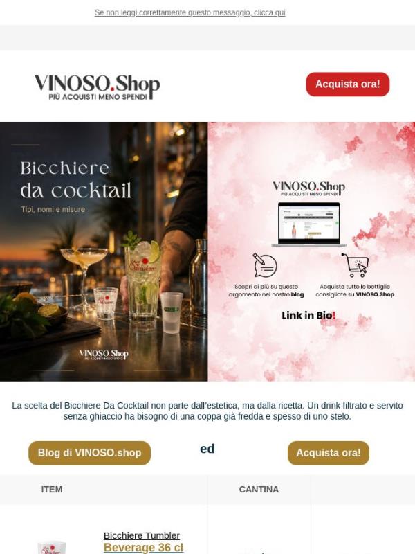 🫗 VINOSO | La scelta del Bicchiere Da Cocktail non parte dall’estetica, ma dalla ricetta.