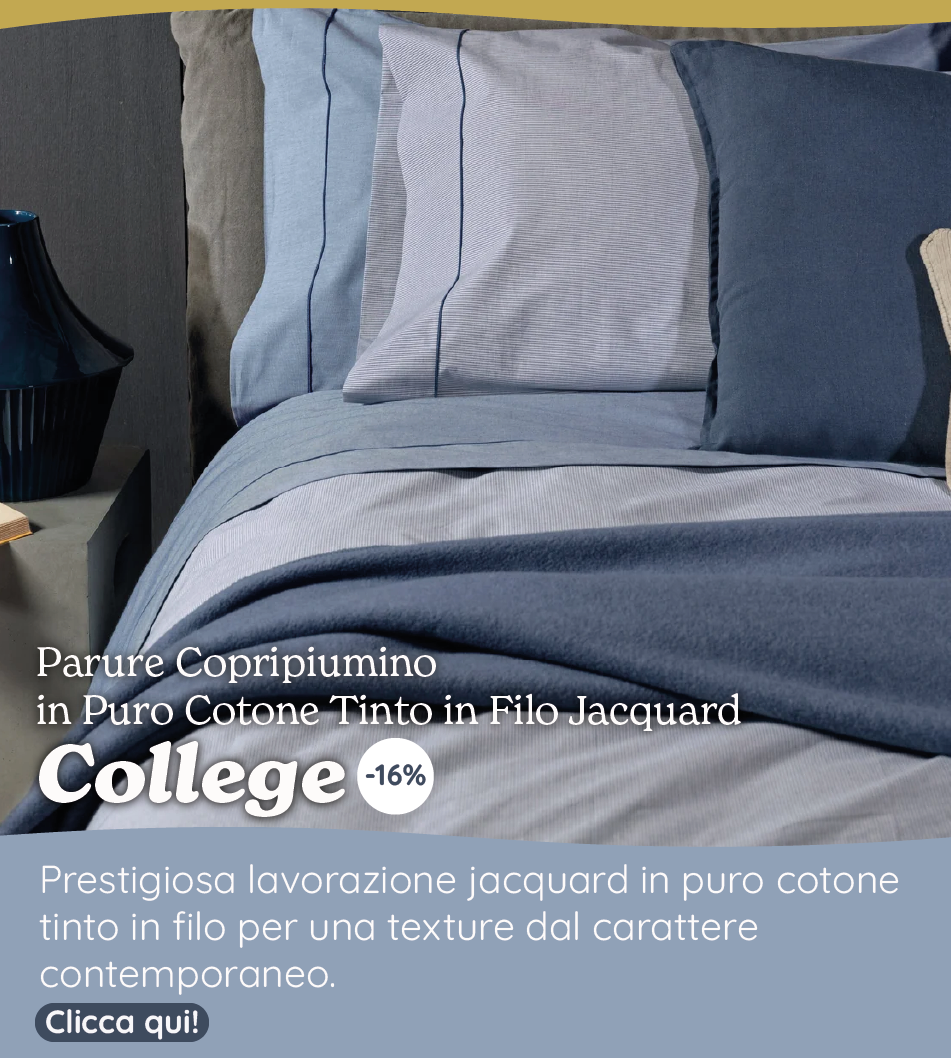 Parure Copripiumino in Puro Cotone Tinto in Filo Jacquard - College