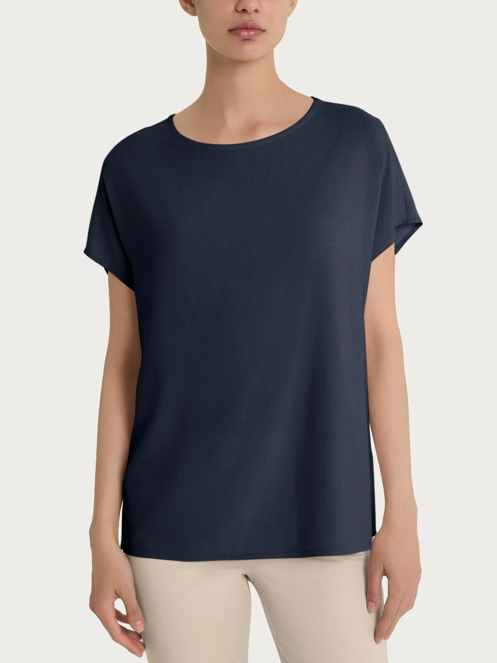 Image of Blusa con manica Kimono in Ecoseta - Bleu